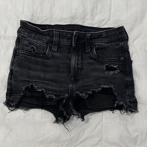 American Eagle Outfitters Black Distressed Jean Shorts